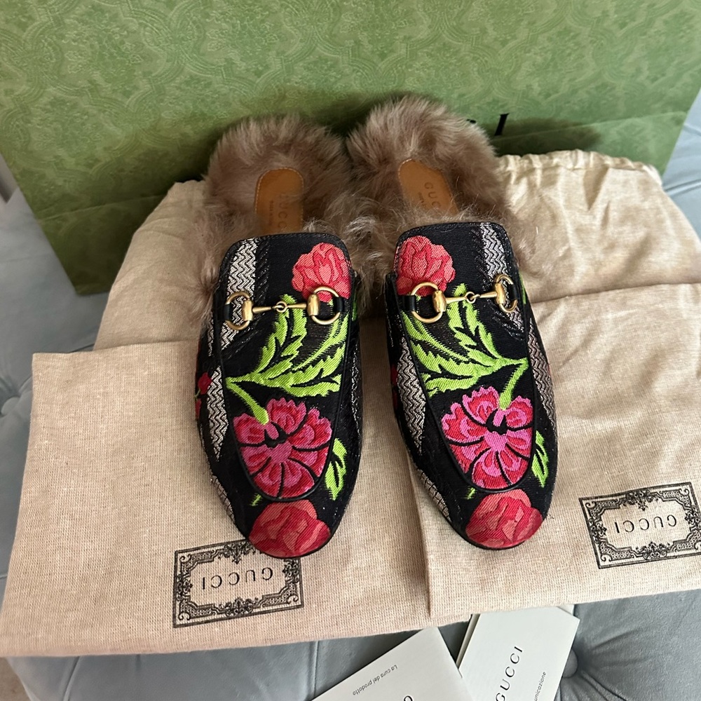 Gucci Princetown Floral Brocade Mule size 36